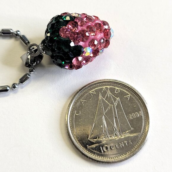 Kids or Teens Rose Pink Strawberry Pendant 925 Silver on a 18K Silver Chain - Picture 2 of 14